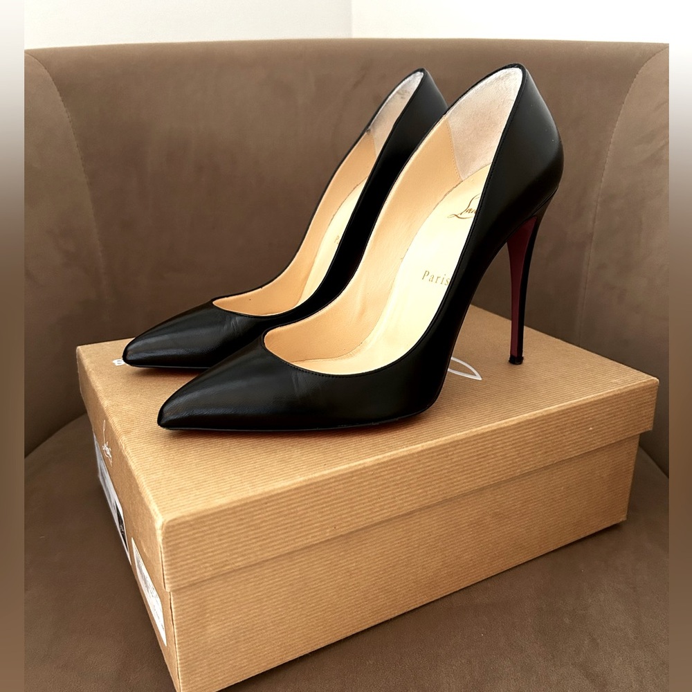 Christian Louboutin Pigalle 100mm Napa Black Leather Pumps size 10